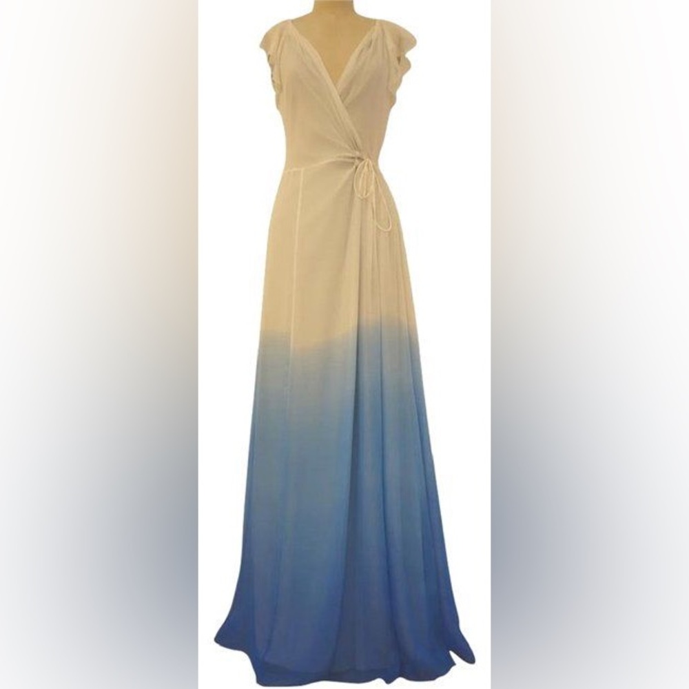 NWT Diane von Furstenberg DVF Delancey Ombré Wrap Dress in Tye-Died Blue